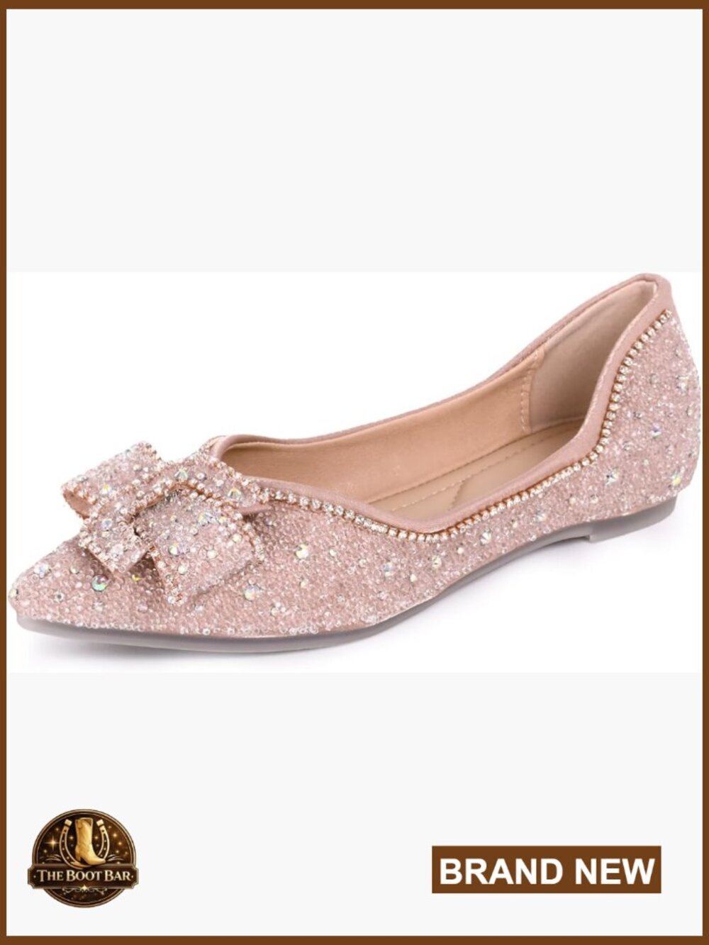 Women's Rhinestone Ballet Flats with Memory Foam for Wedding Party Work